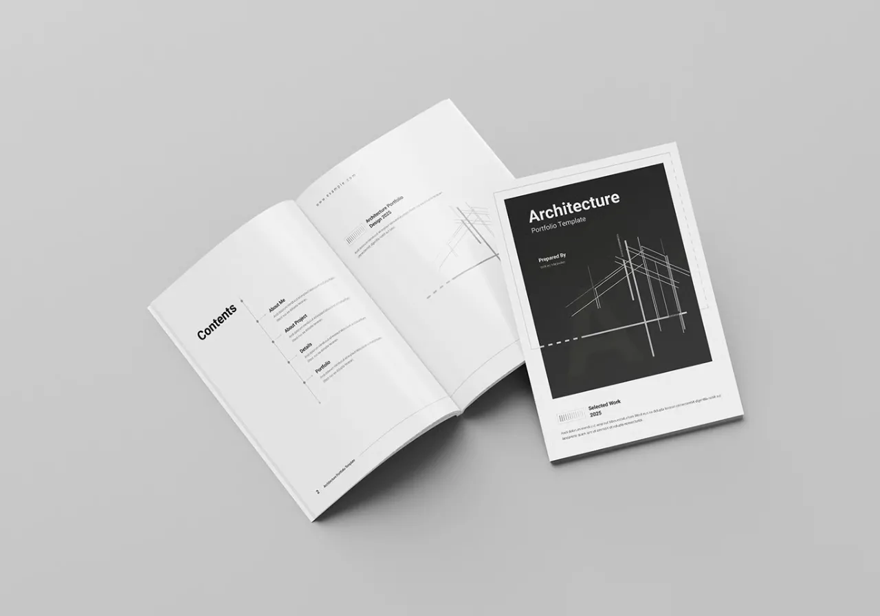 建筑手册作品集排版布局设计InDesign模板