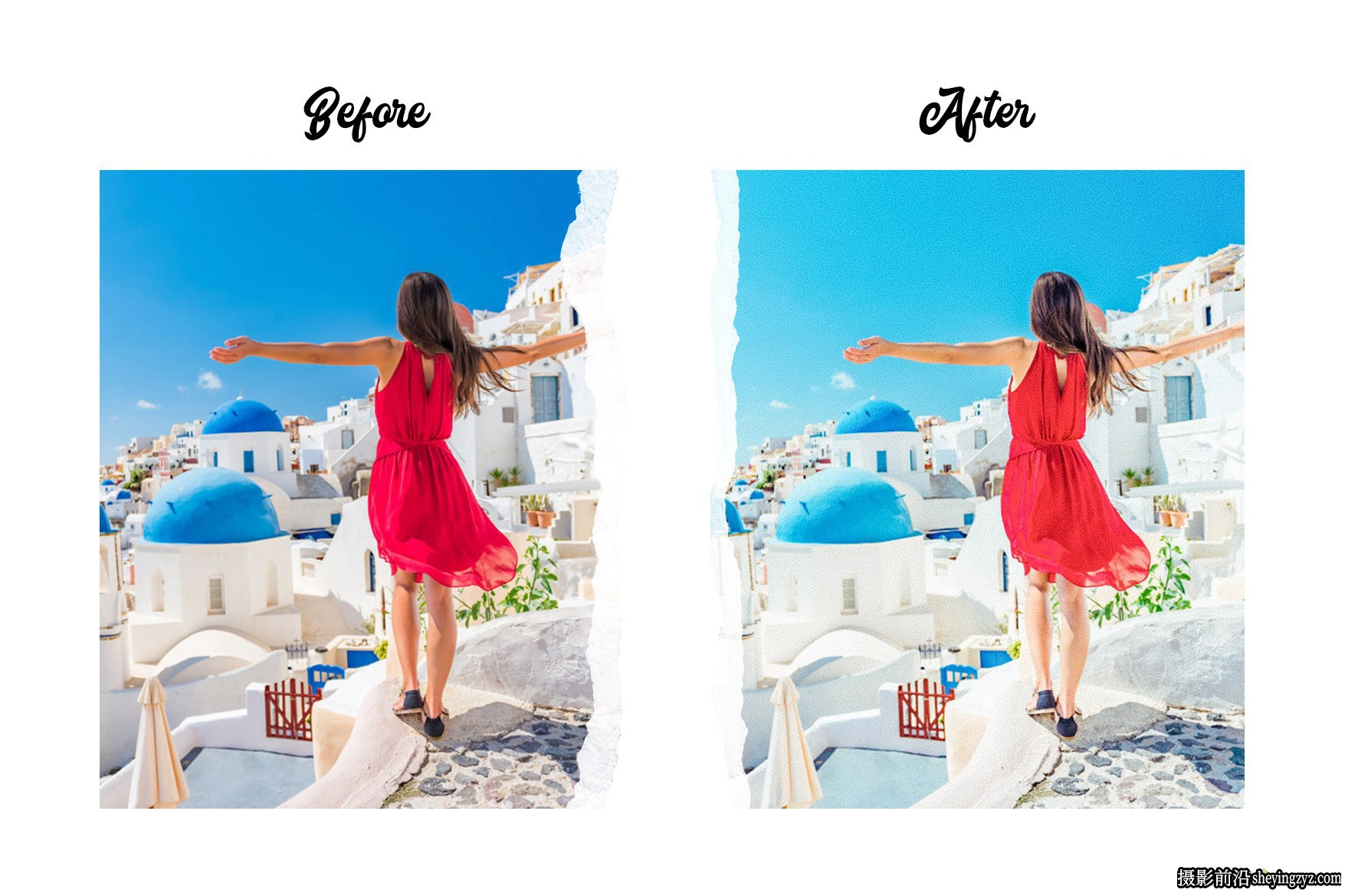 圣托里尼旅拍清新通透人像调色LR预设 Santorini Lightroom Presets