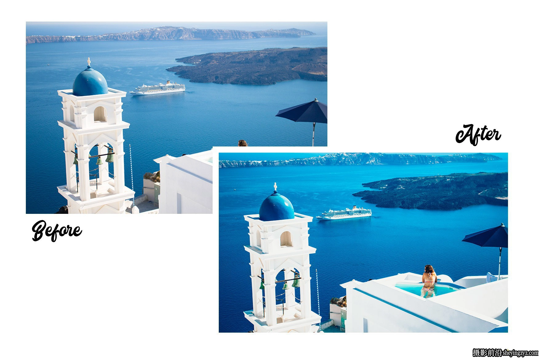 圣托里尼旅拍清新通透人像调色LR预设 Santorini Lightroom Presets