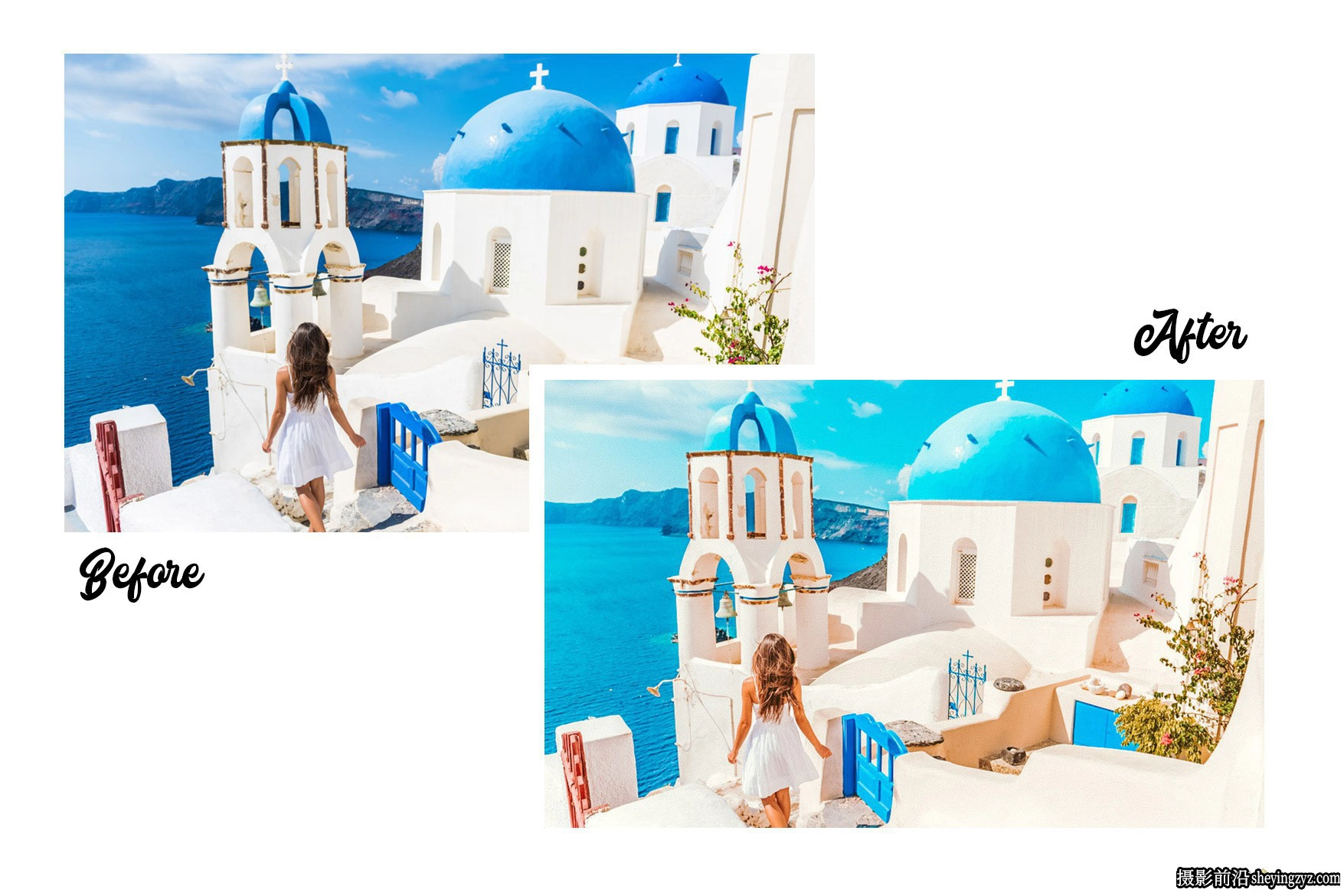 圣托里尼旅拍清新通透人像调色LR预设 Santorini Lightroom Presets