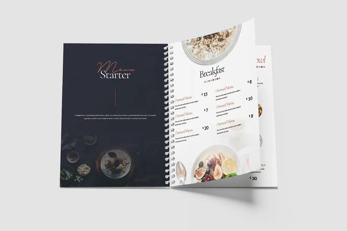 现代美食菜单设计排版市场营销InDesign模板
