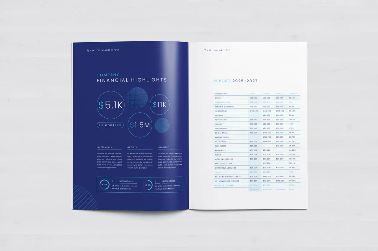 公司企业创意年度报告排版设计InDesign模板