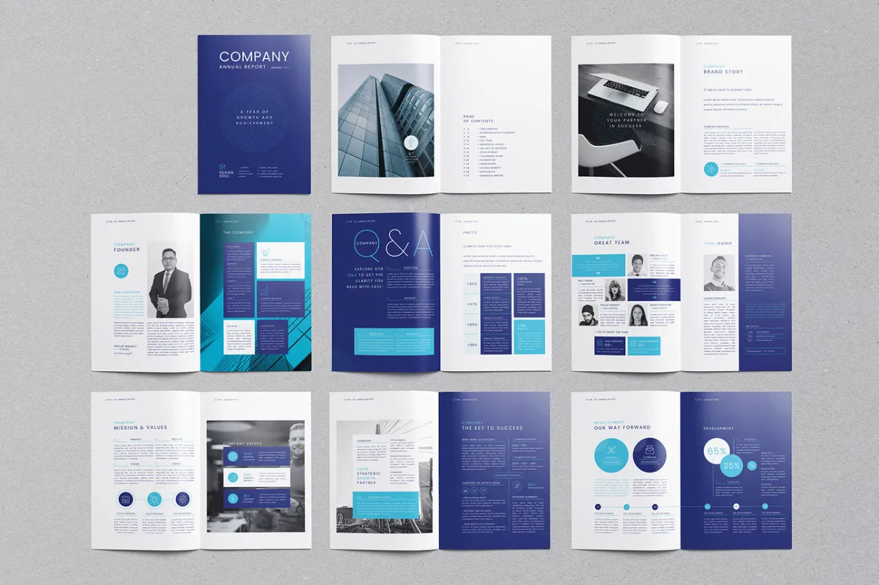 公司企业创意年度报告排版设计InDesign模板