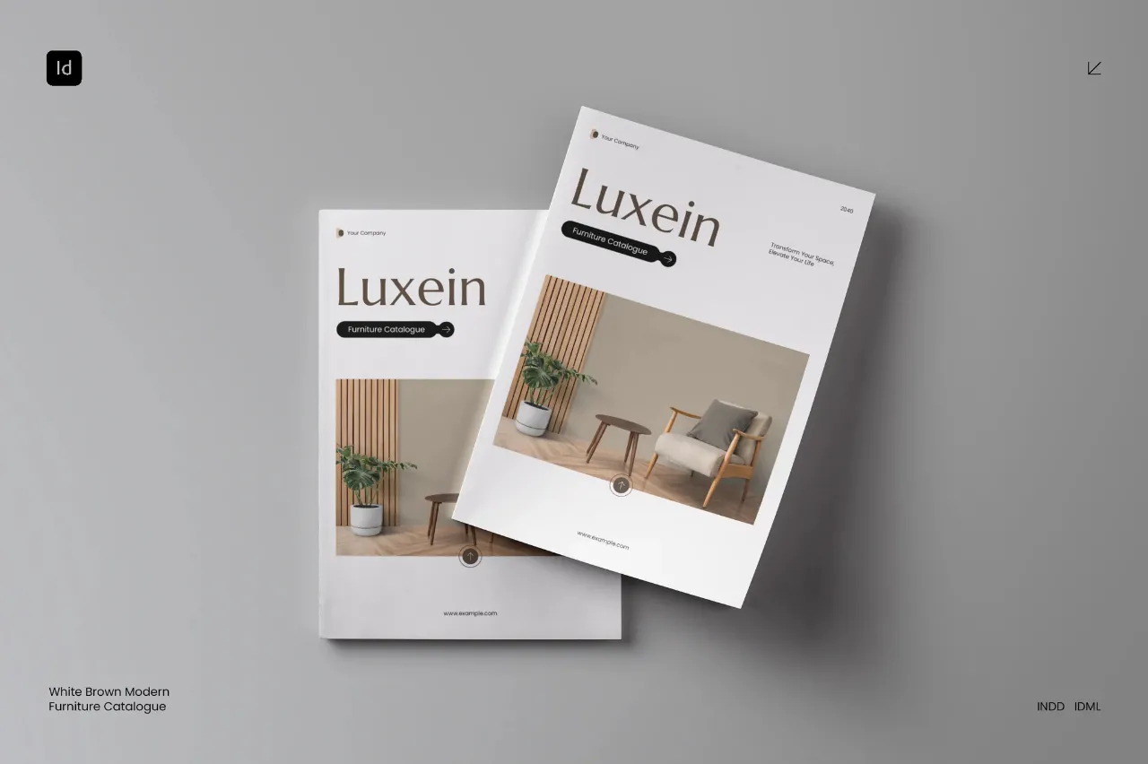 白棕色现代家具目录InDesign模板 |001