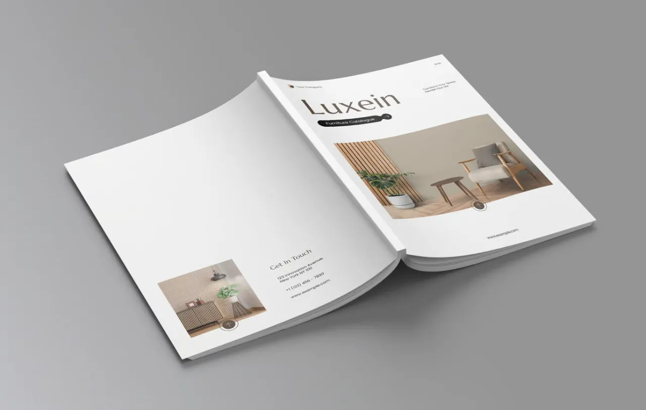 白棕色现代家具目录InDesign模板 |001