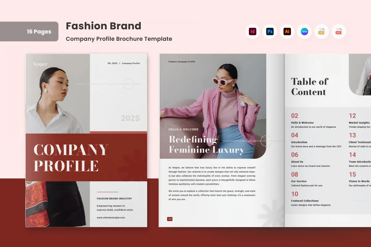 奢侈时尚商业公司简介册InDesign模板