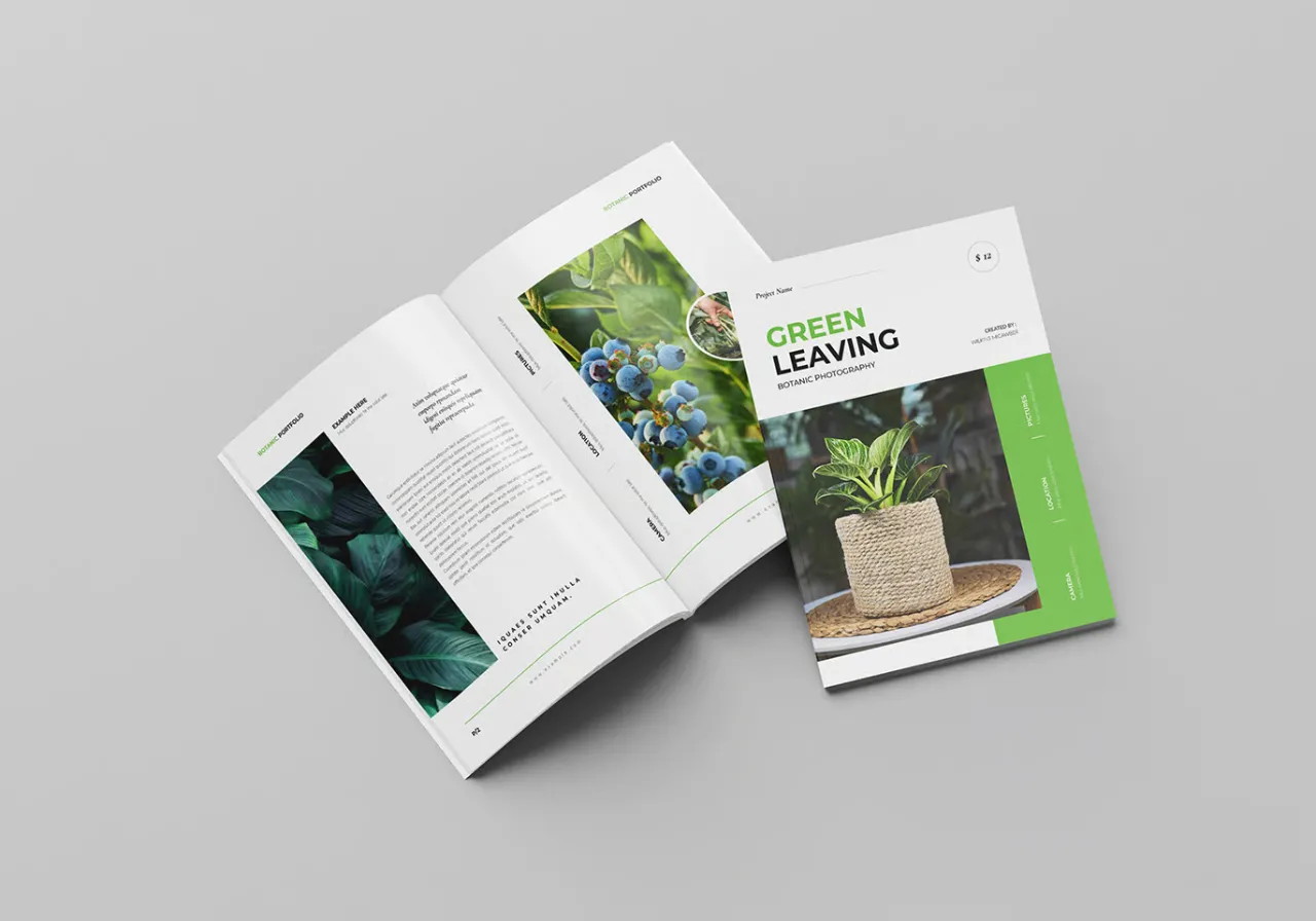 摄影师博主网红植物多用途组合InDesign模板