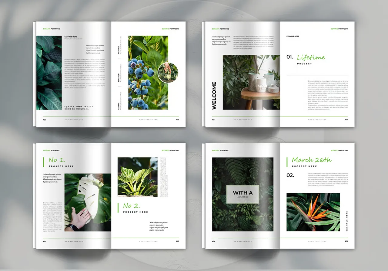 摄影师博主网红植物多用途组合InDesign模板
