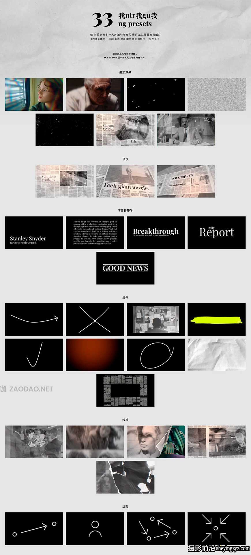 达芬奇模板-复古叙事新闻标题视频叠加包MotionVFX-mStyle Newspaper