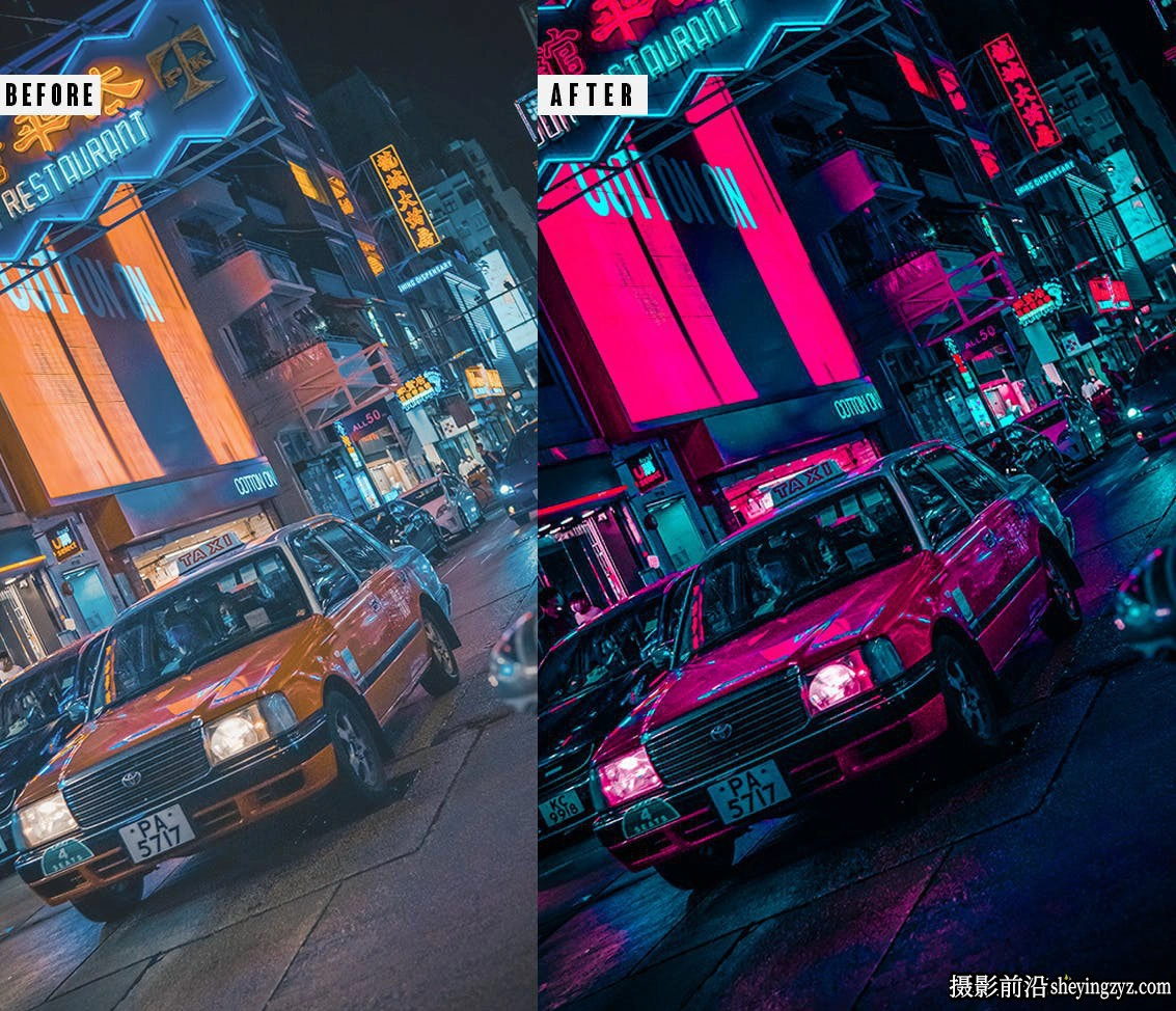 赛博朋克夜景风光调色LR预设手机滤镜 Cyberpunk Lightrom Presets