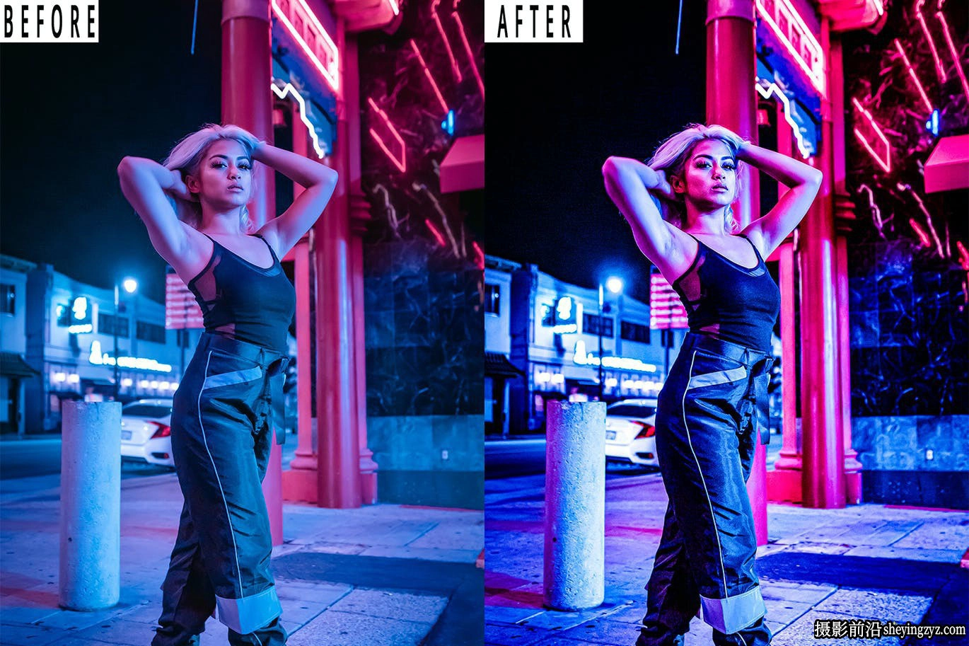 霓虹灯夜景赛博朋克人像调色LR预设手机滤镜 Neon Lightrom Presets