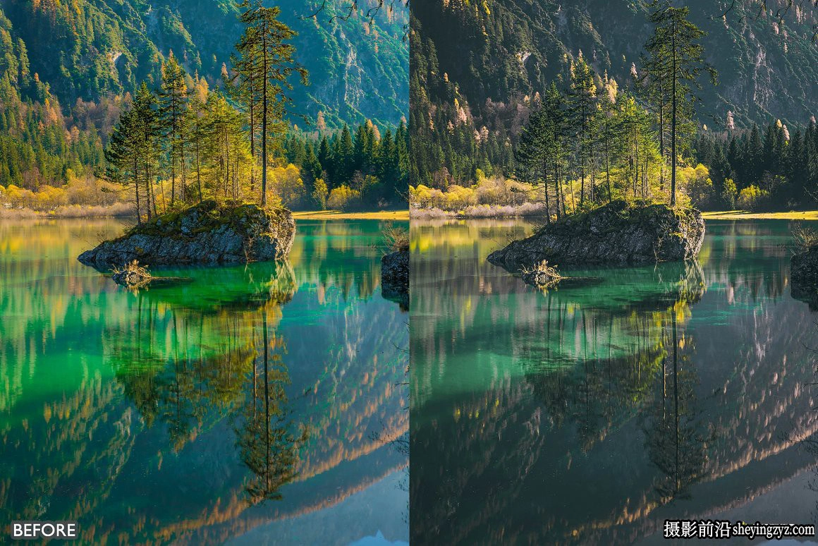情绪电影风光人像调色LR预设Moody Dark Green Lightroom Presets