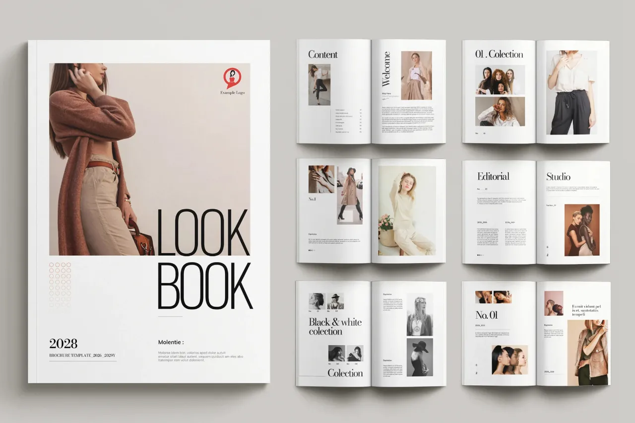 时尚杂志Look Book排版布局InDesign模板