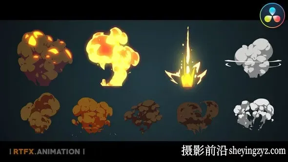 达芬奇模板-手绘卡通闪电2D特效爆炸元素模板 VH-37780795