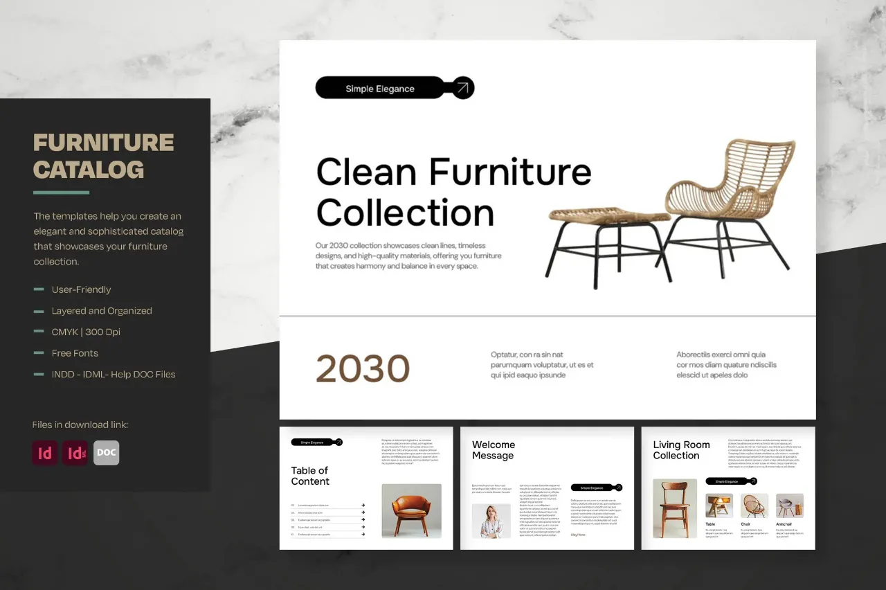 极简家具产品目录排版设计InDesign模板