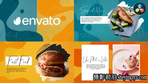 达芬奇模板 -美食视频宣传场景幻灯片模板 VH-38264061