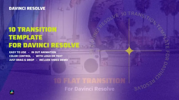 达芬奇模板-Davinci Resolve平面过渡转场模板 VH-56783174