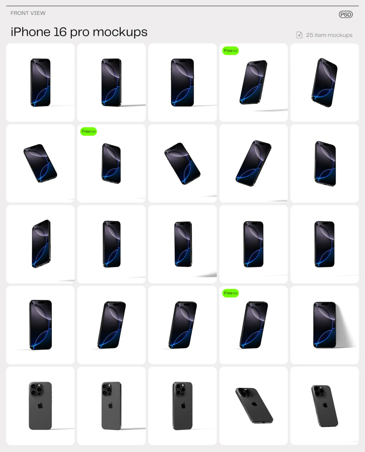 iPhone 16 Pro 样机模型合集- 14场景 46xPSD