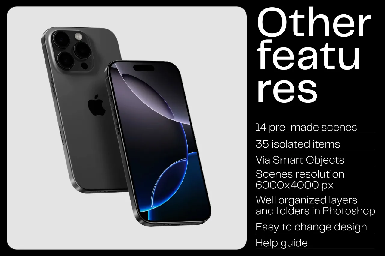 iPhone 16 Pro 样机模型合集- 14场景 46xPSD