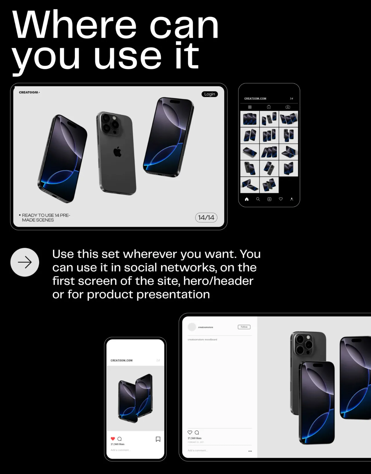iPhone 16 Pro 样机模型合集- 14场景 46xPSD