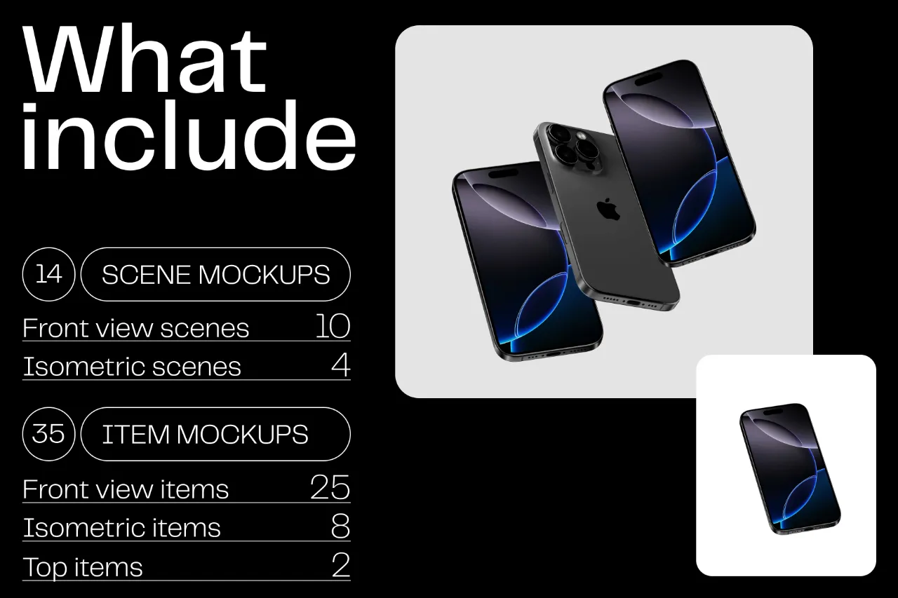 iPhone 16 Pro 样机模型合集- 14场景 46xPSD