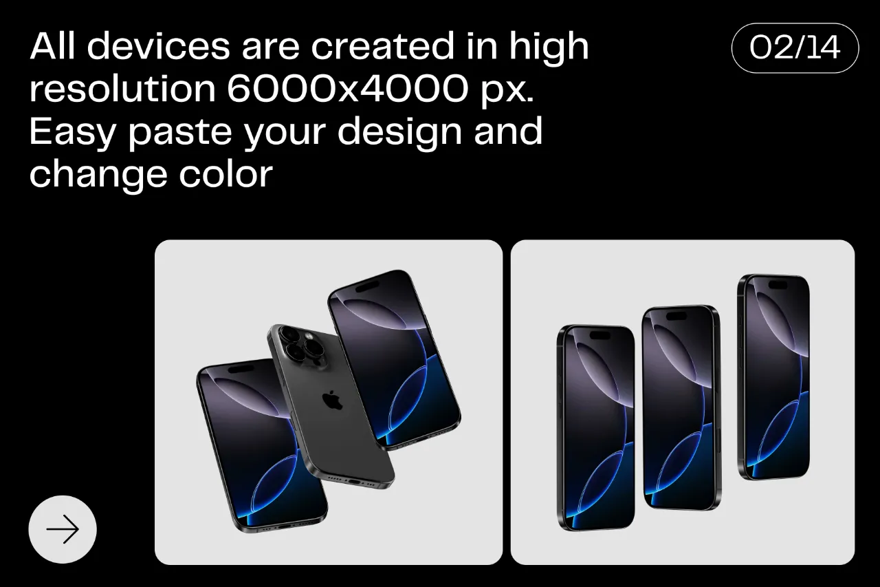 iPhone 16 Pro 样机模型合集- 14场景 46xPSD