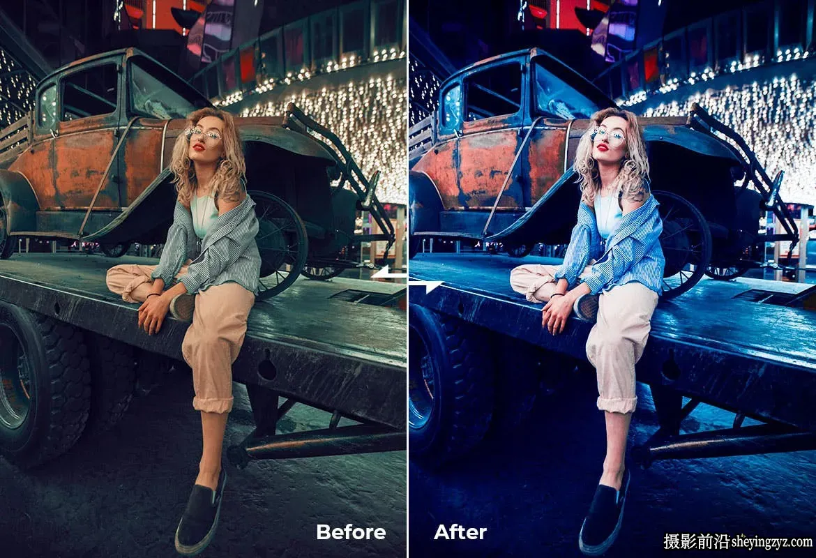 免费lr预设-城市夜景蓝调人像调色R预设 Cyan Blue Lightroom Presets
