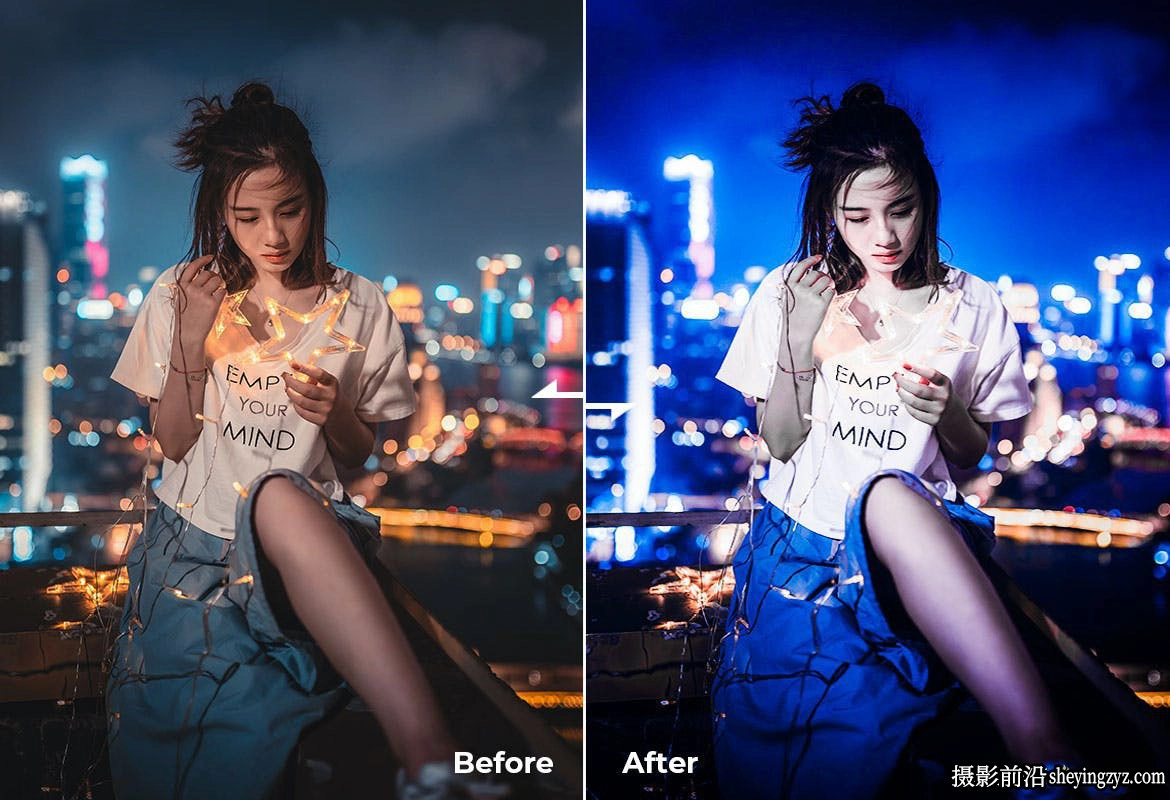 免费lr预设-城市夜景蓝调人像调色R预设 Cyan Blue Lightroom Presets