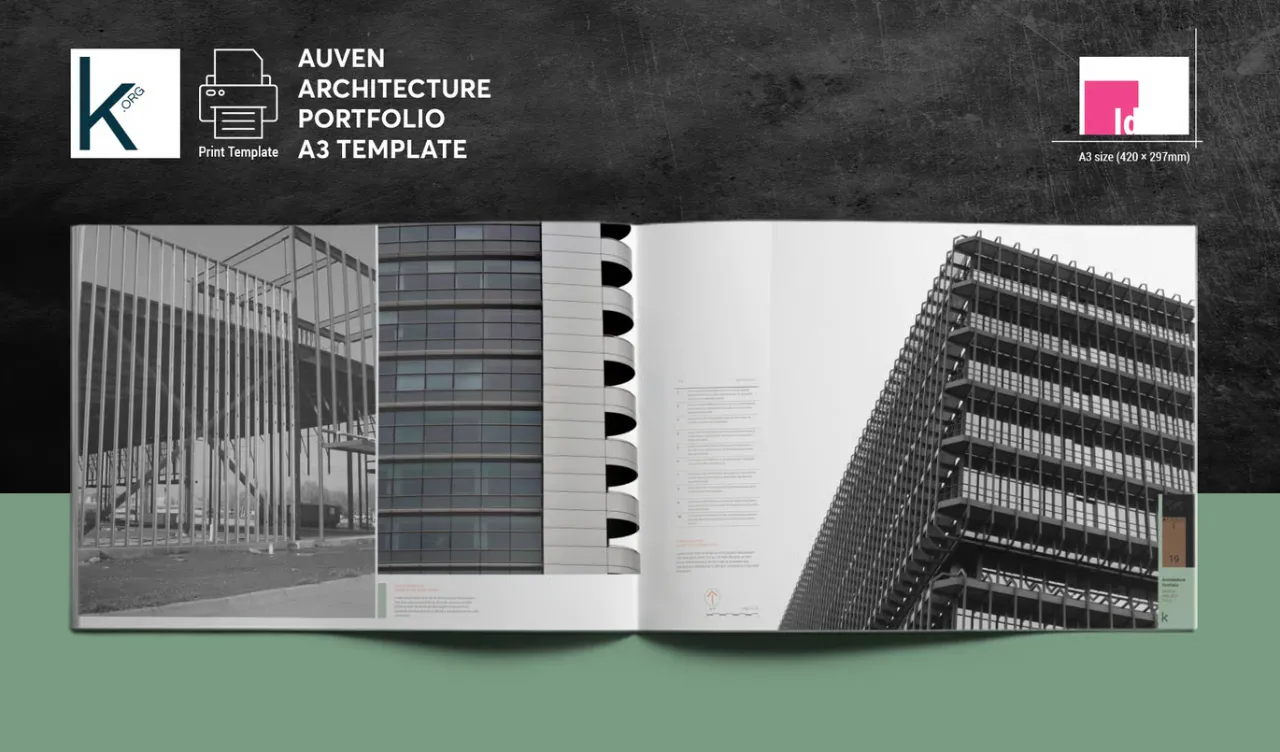 房地产建筑作品集排版设计A3模板InDesign模板
