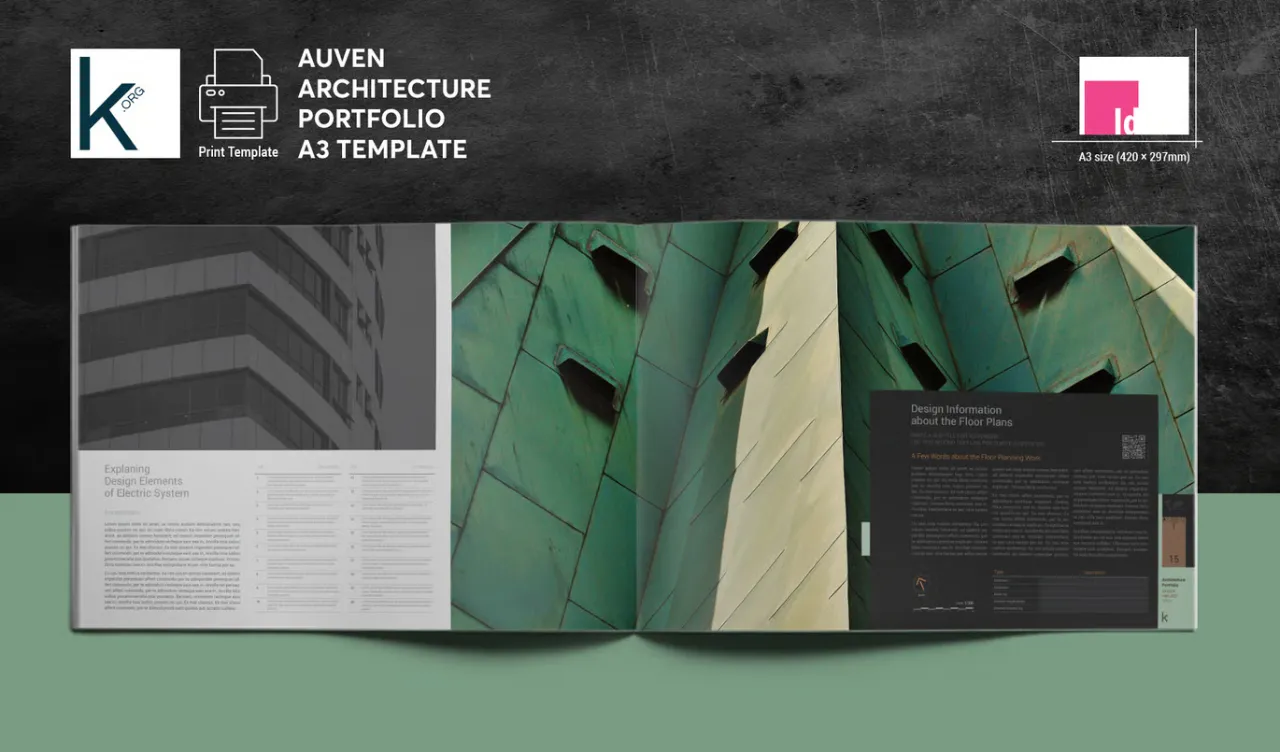 房地产建筑作品集排版设计A3模板InDesign模板