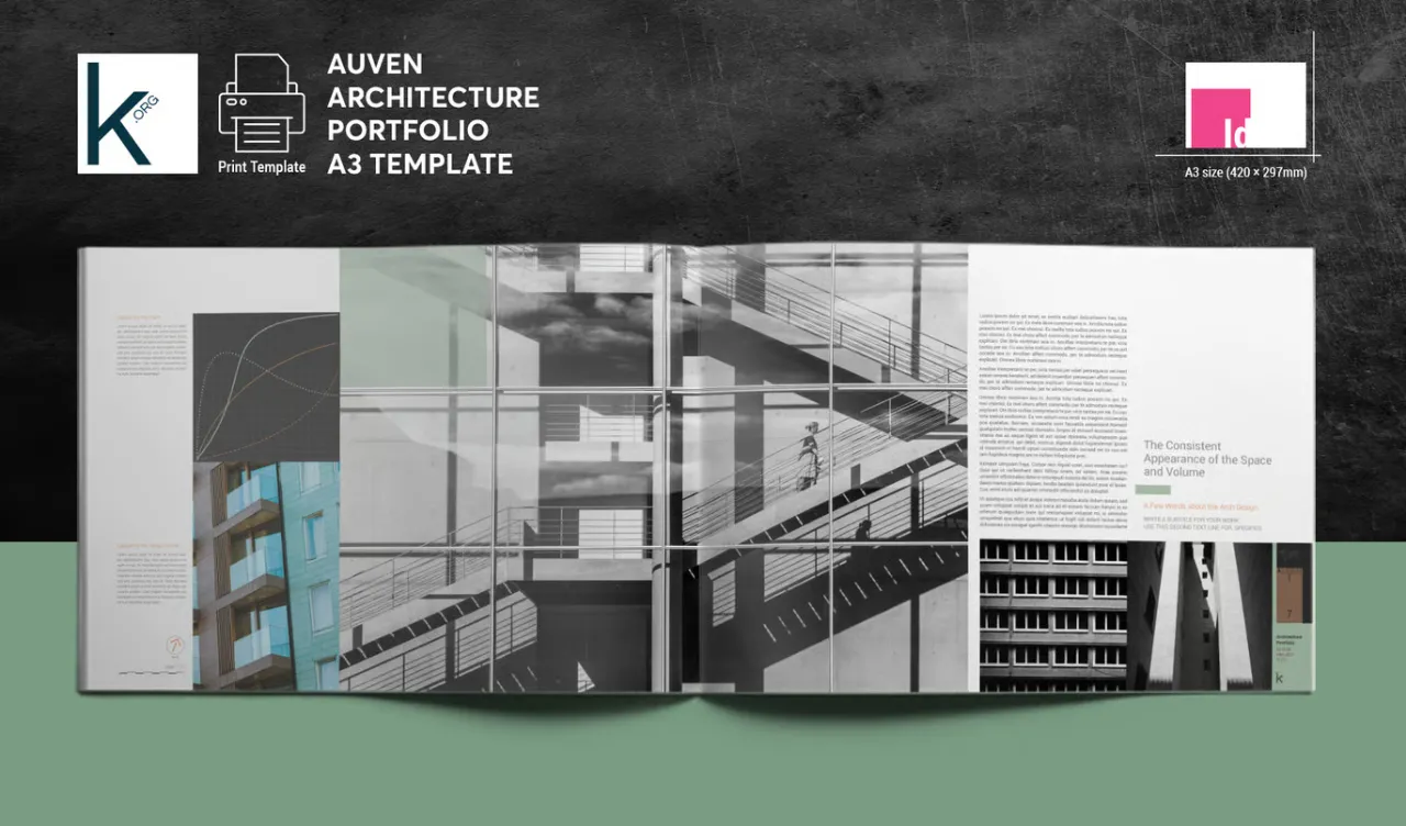 房地产建筑作品集排版设计A3模板InDesign模板