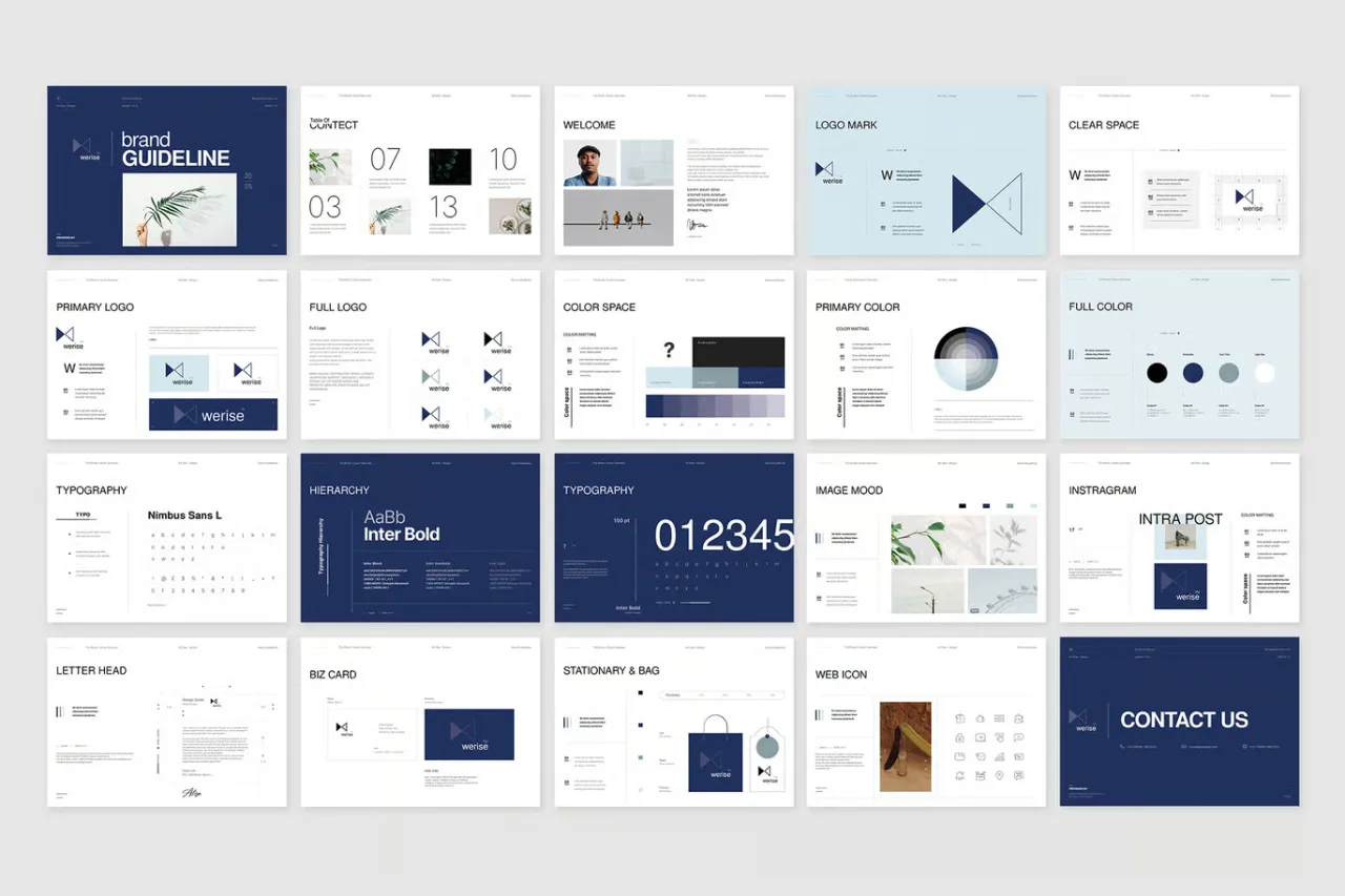 专业企业极简品牌指南手册InDesign模板