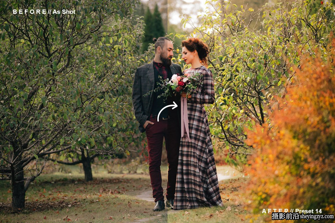 秋季电影婚礼人像调色Lightroom预设 30 Fall Wedding LR PS Presets