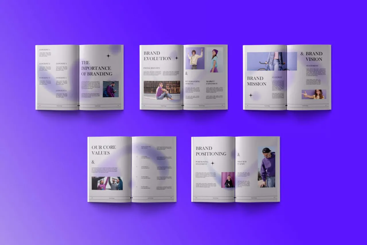白色渐变品牌策略手册InDesign模板 |003