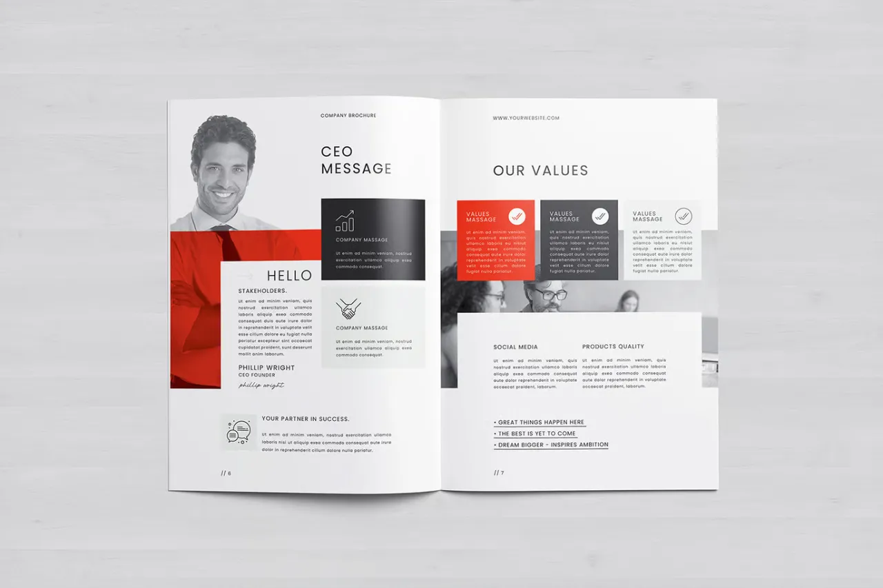 公司企业手册排版布局设计InDesign模板Canva模板