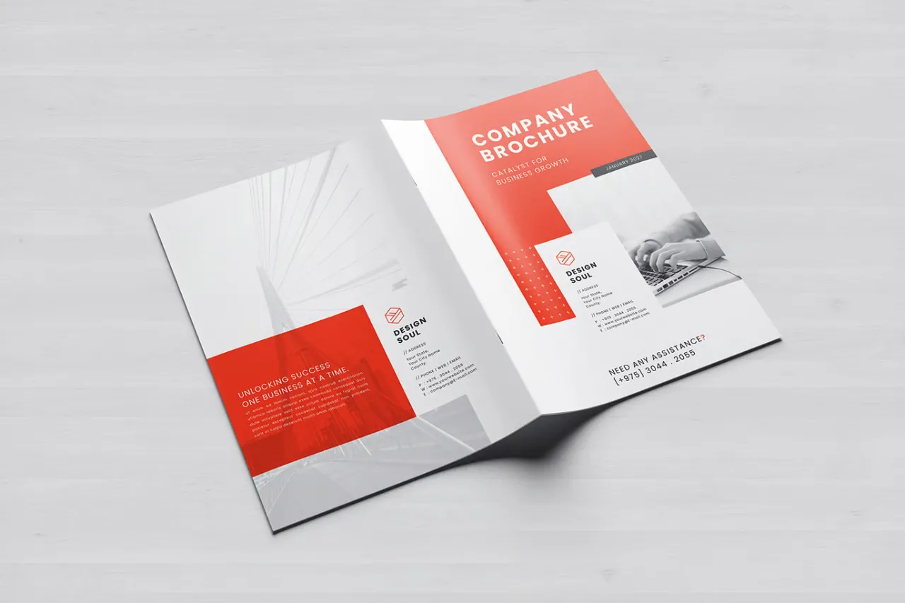 公司企业手册排版布局设计InDesign模板Canva模板