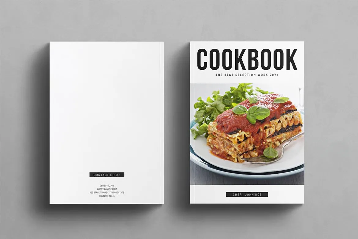 优雅极简创意烹饪书杂志排版布局设计InDesign模板