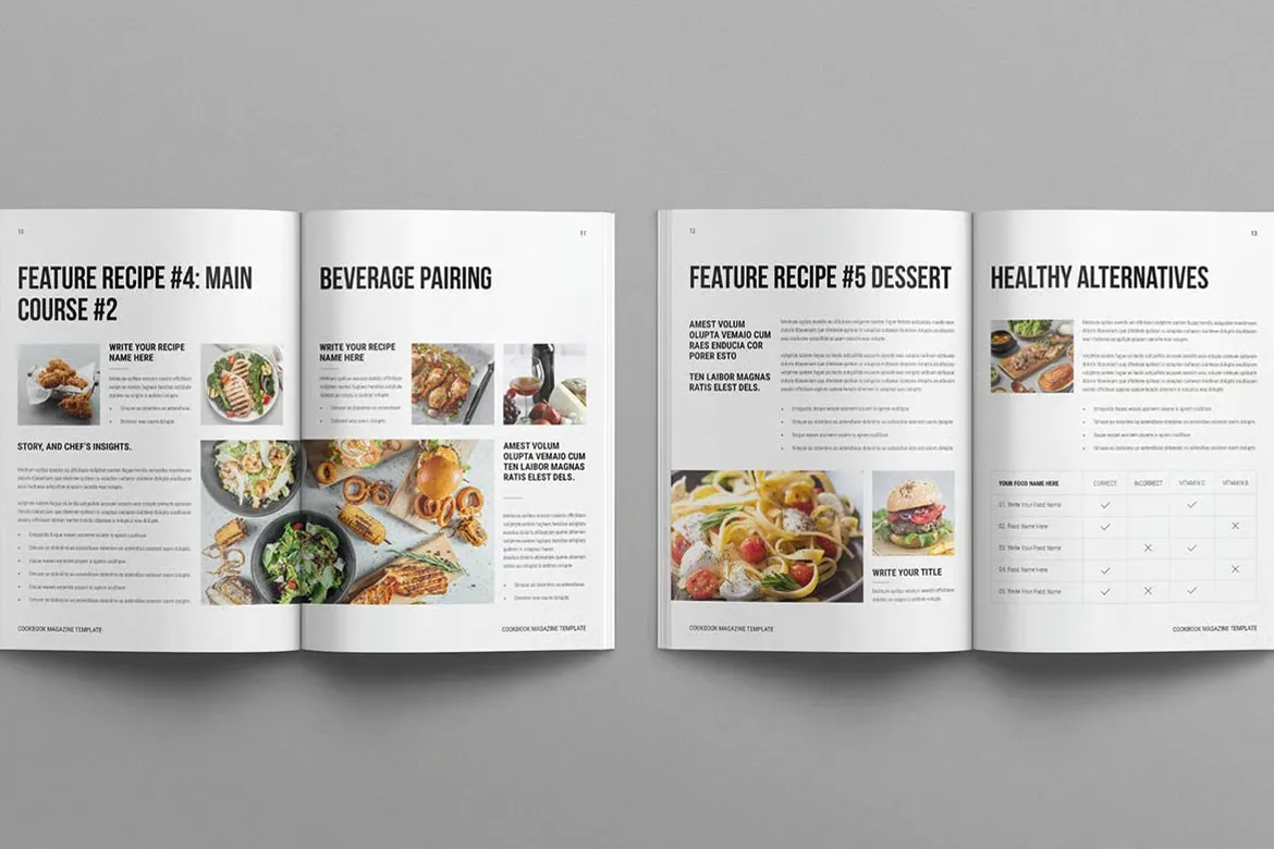 优雅极简创意烹饪书杂志排版布局设计InDesign模板