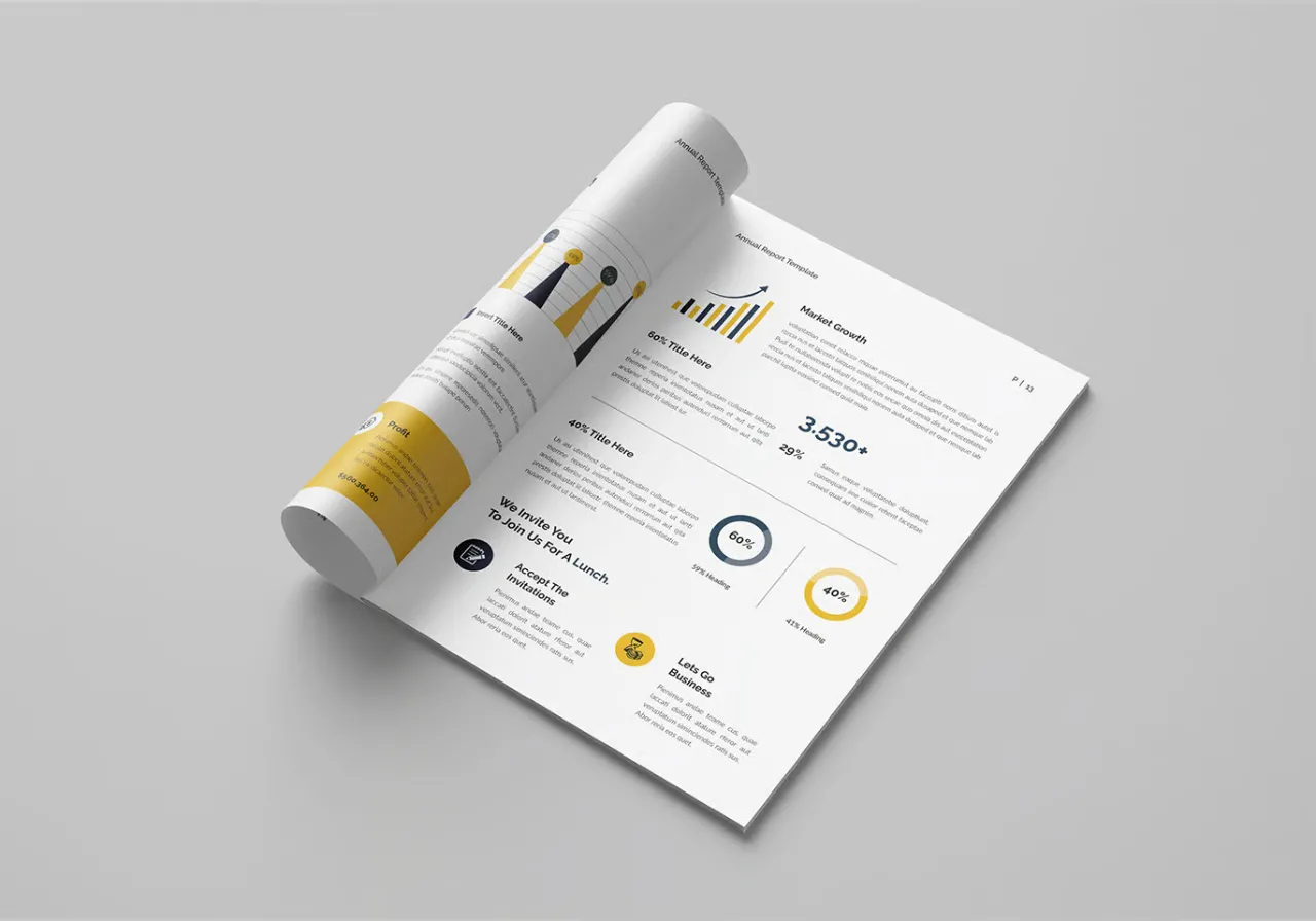 企业公司年度报告排版布局设计InDesign模板