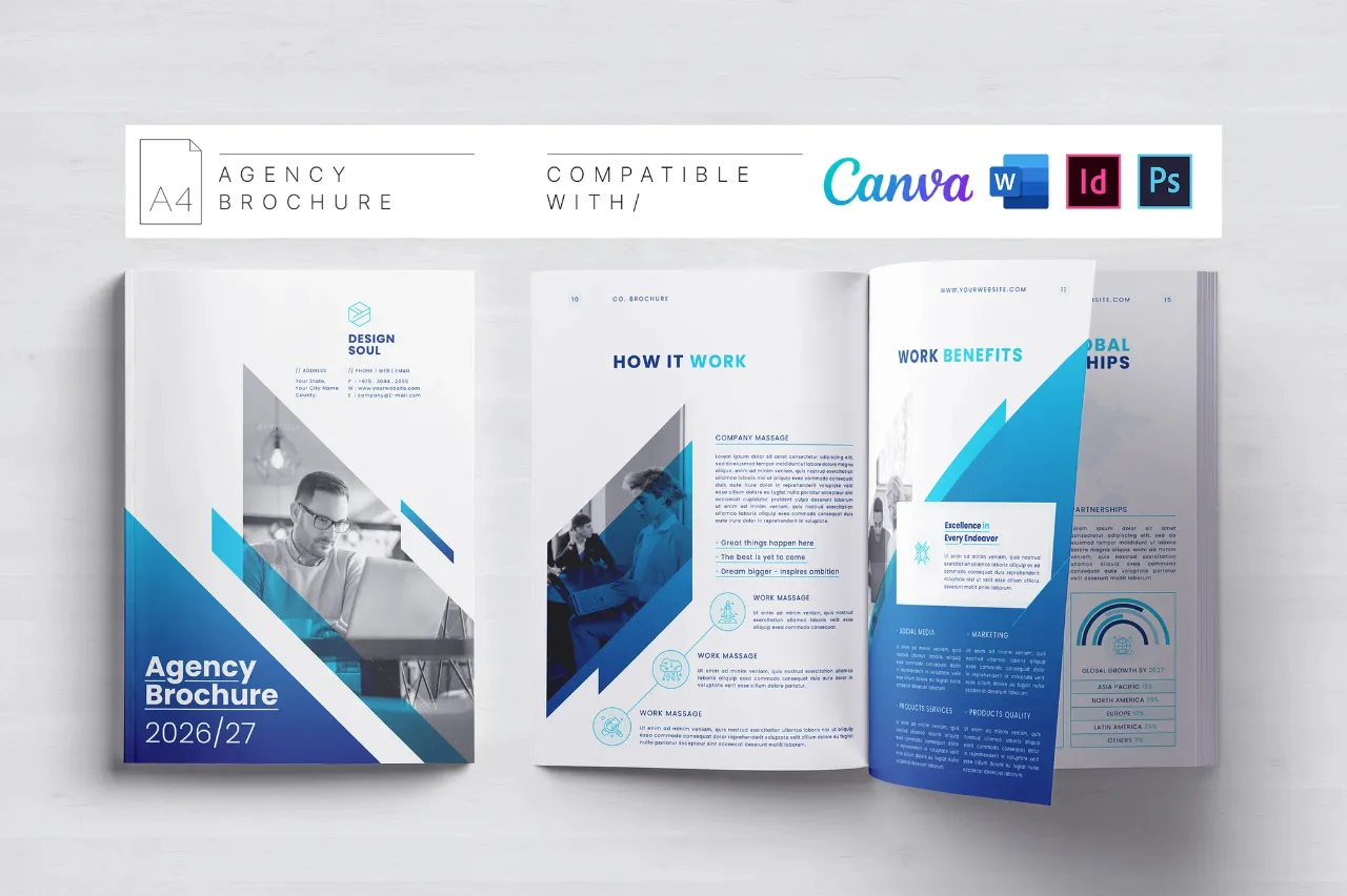 公司宣传册InDesign模板 |Canva |Docx|模板