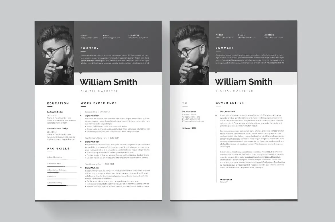 简历排版布局设计InDesign模板Canva、Word