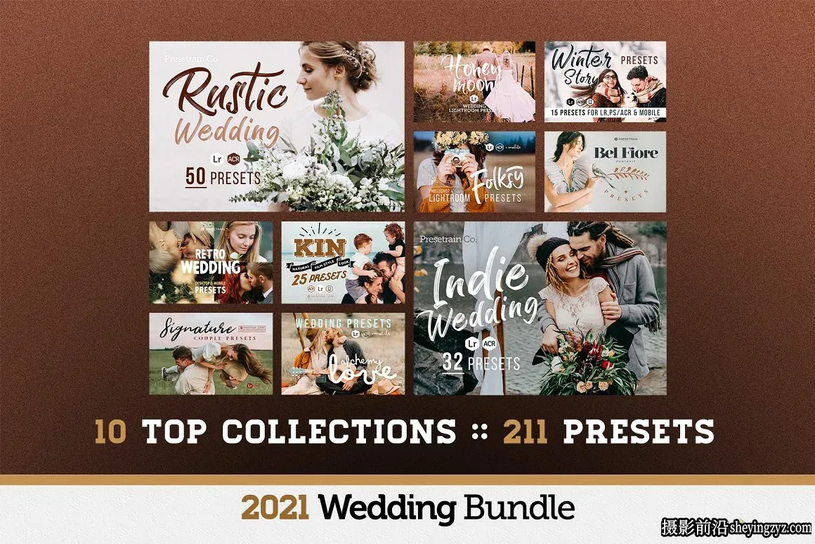 200+高级婚礼调色Lr预设手机调色滤镜  Wedding Presets Bundle