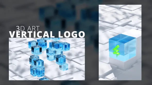AE模板-优雅垂直标志3D艺术LOGO动画开场片头模板 VH-53588690