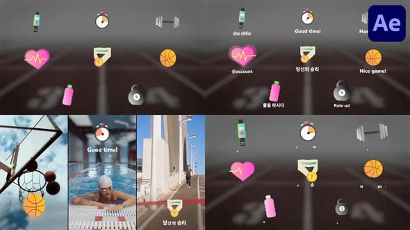 AE模板-After Effects 的体育图标与标题模板 VH-53612637