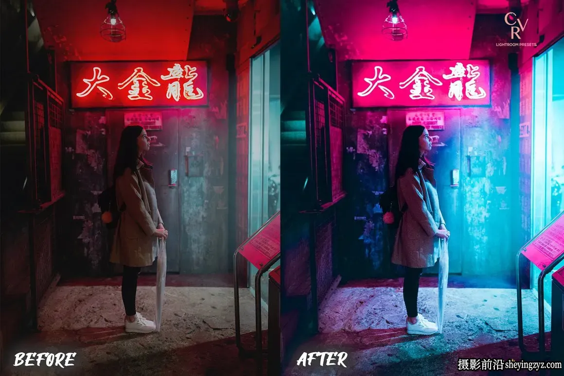 赛博朋克城市夜景调色LR预设手机滤镜 Cyberpunk Lightroom Presets