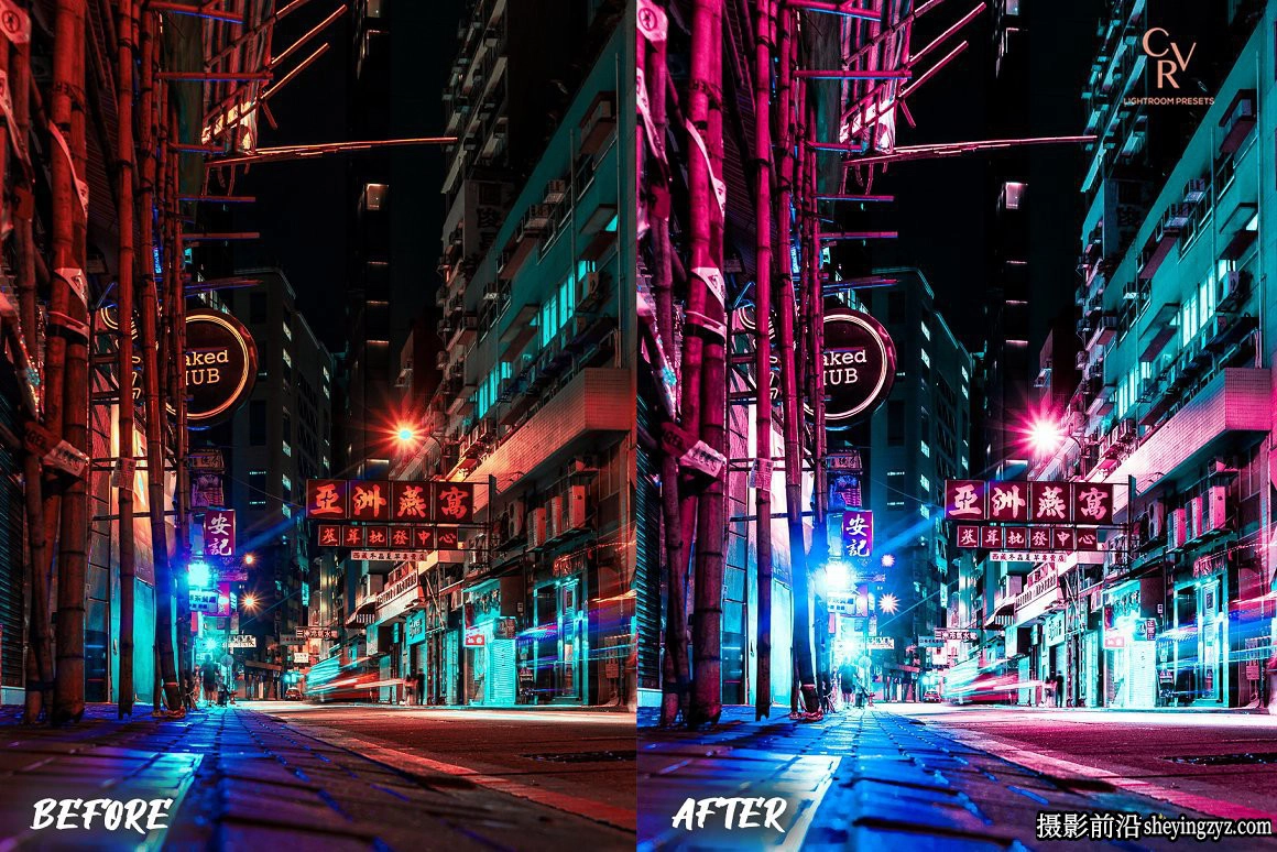 赛博朋克城市夜景调色LR预设手机滤镜 Cyberpunk Lightroom Presets