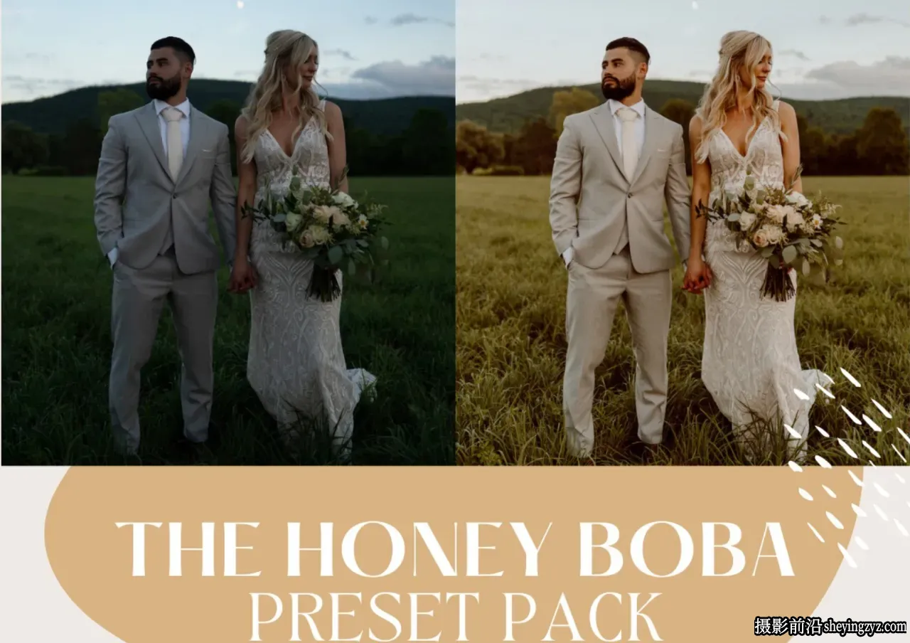 温暖金色奶油质地完美婚礼LR预设 Cassidy Lynne Honey Boba Preset