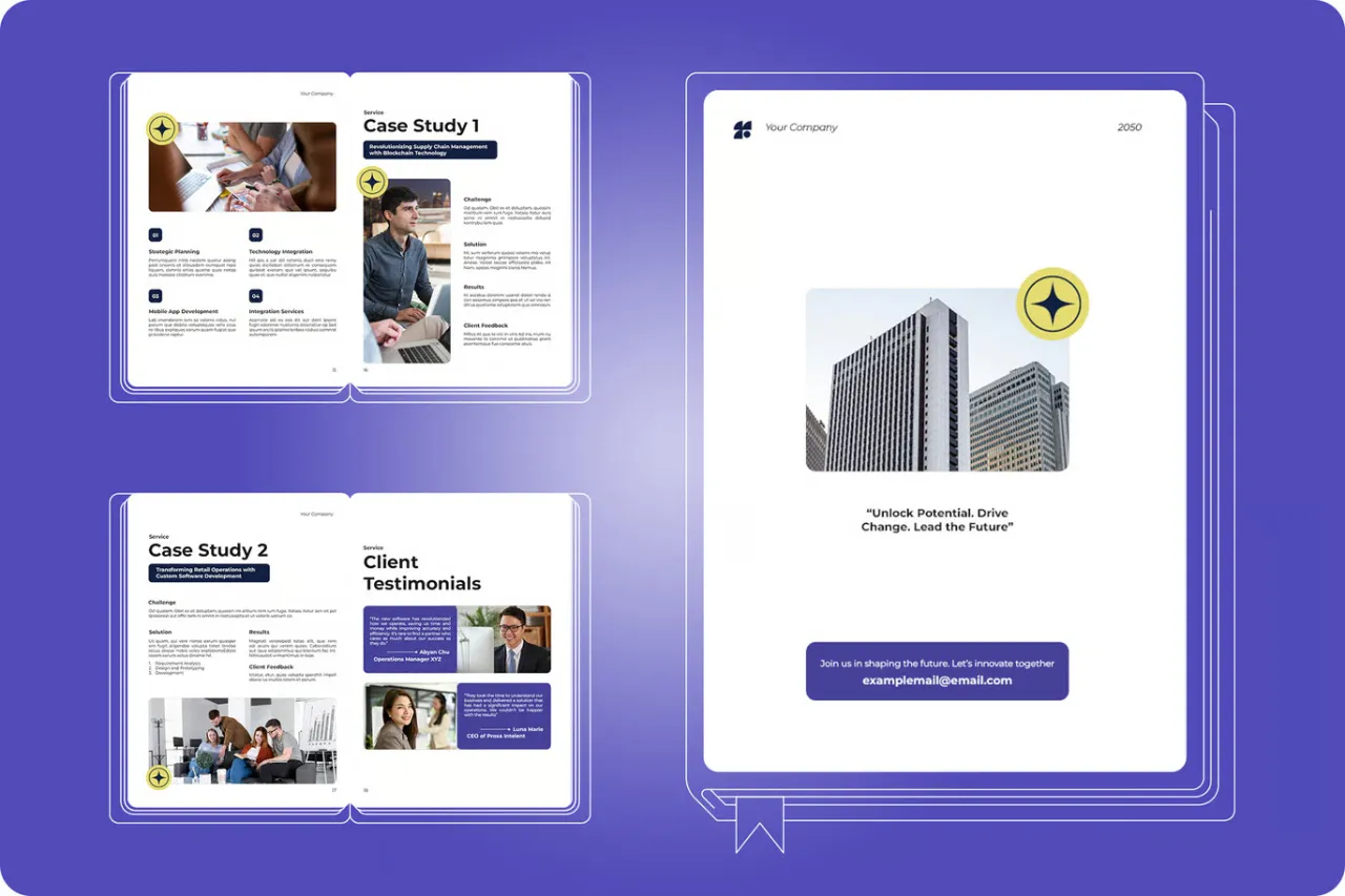 白紫现代公司宣传简介InDesign模板 • 002