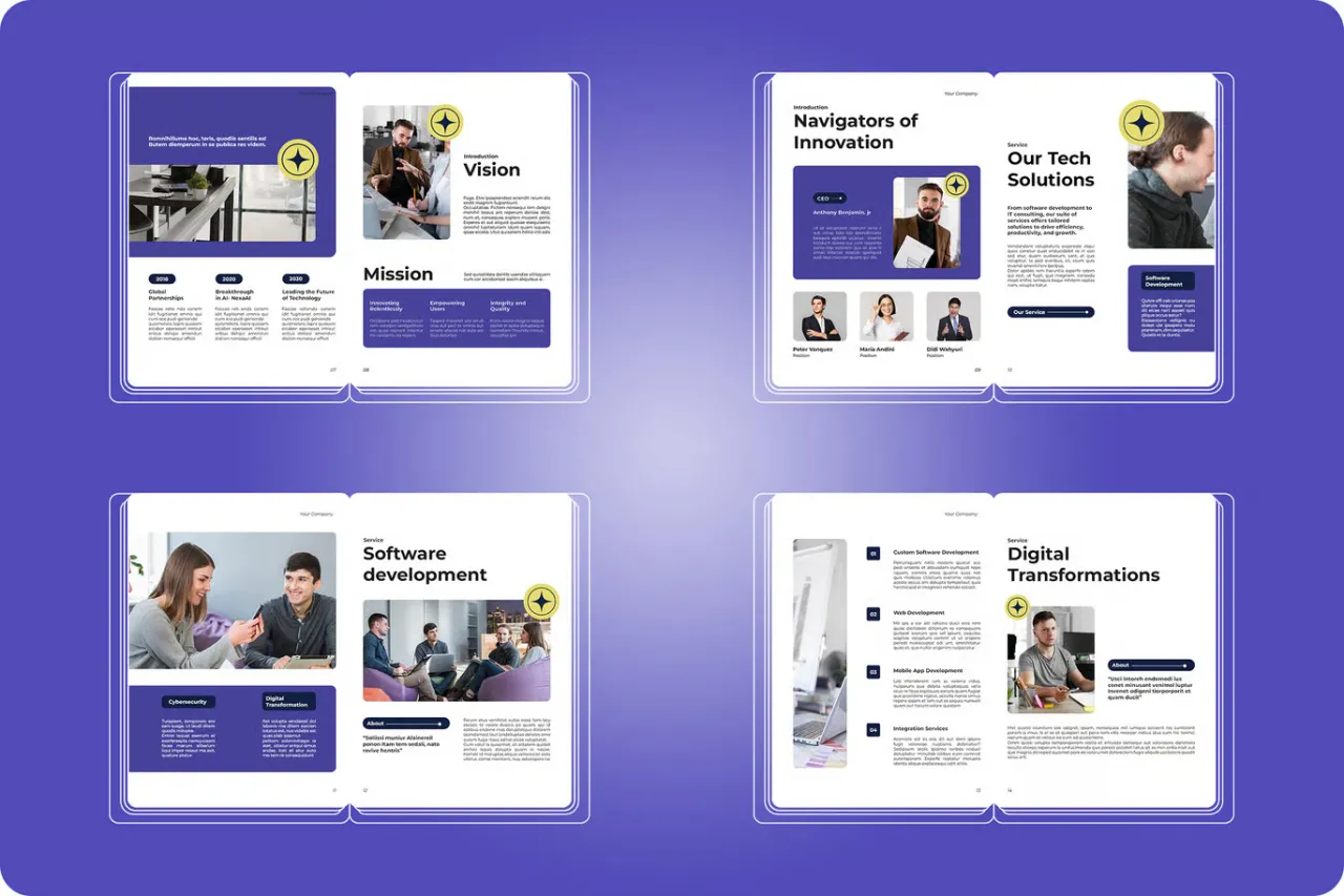 白紫现代公司宣传简介InDesign模板 • 002