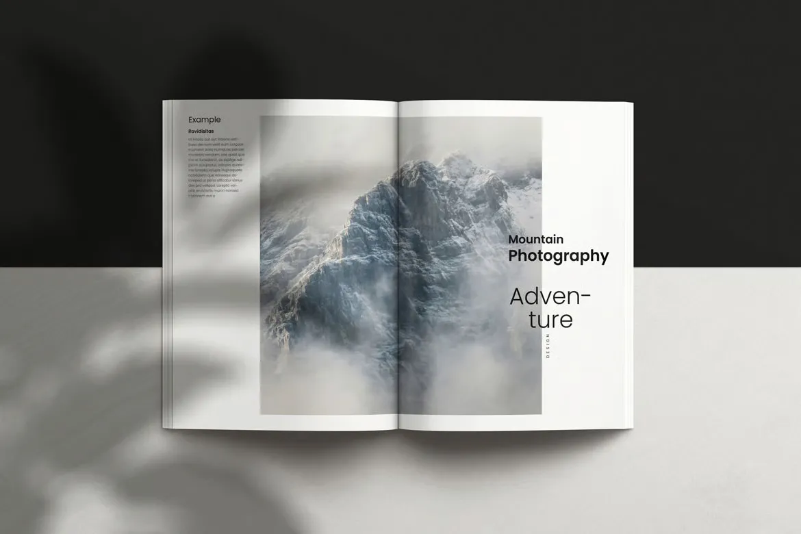 山地风光旅行摄影杂志排版布局InDesign模板